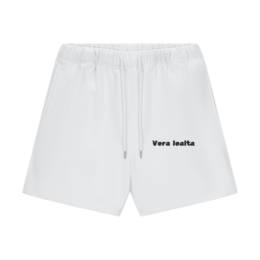 White Logo Printed Shorts